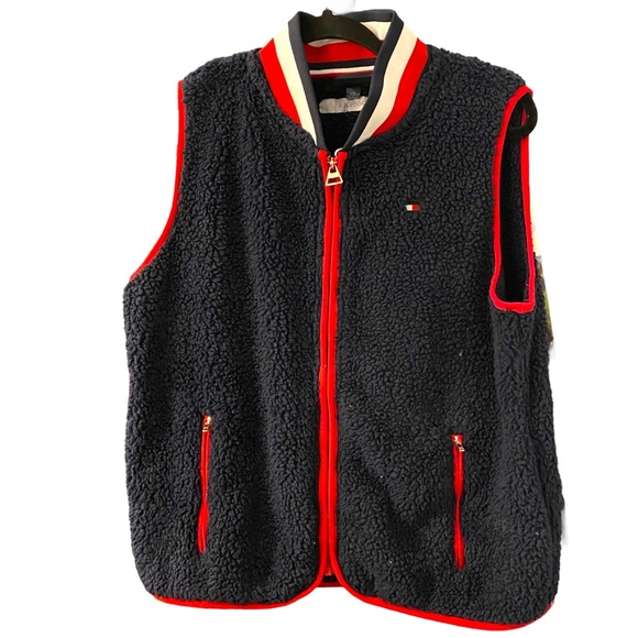 Tommy Hilfiger Vintage Y2K Retro Sherpa Vest-Size XL